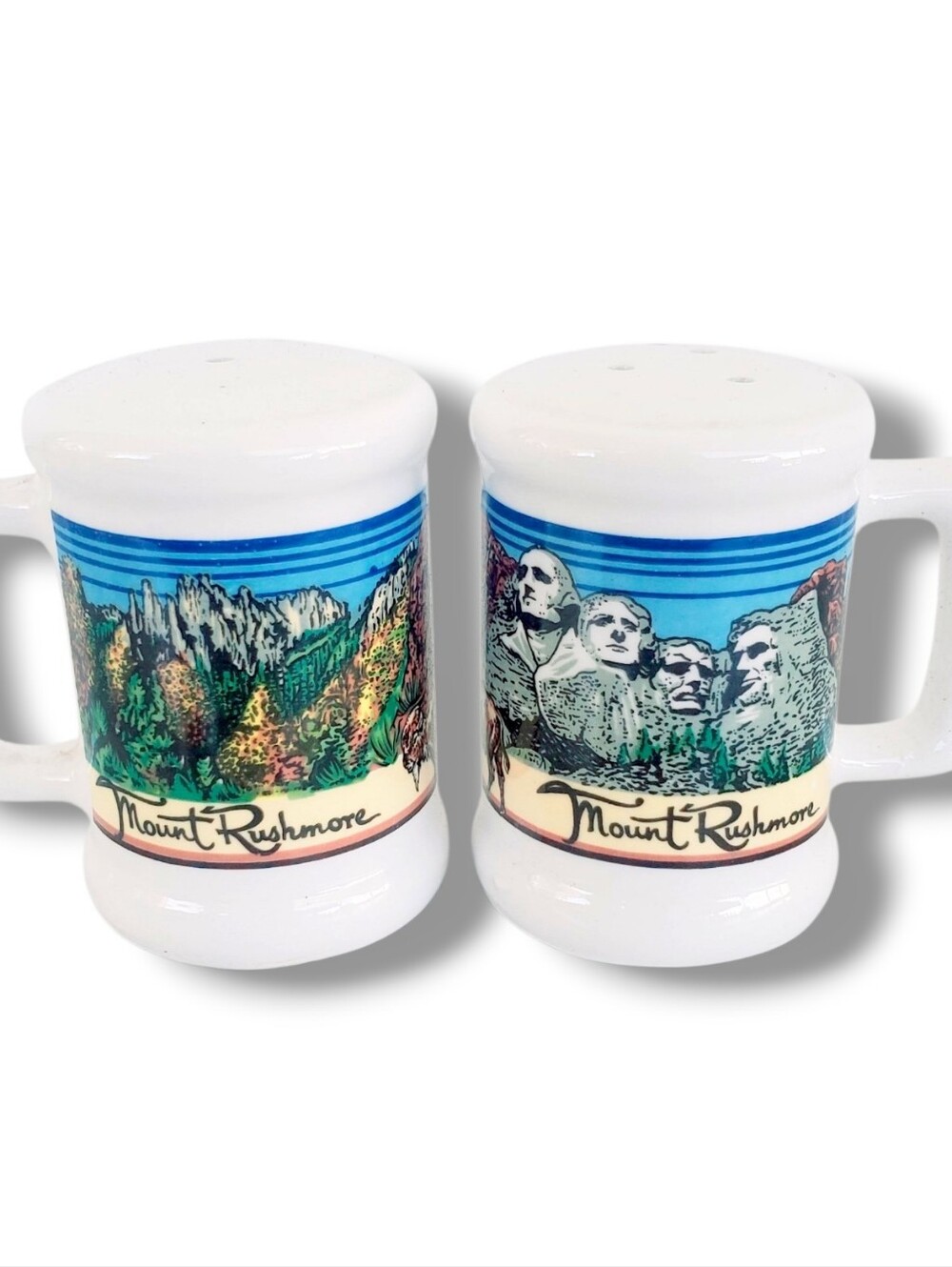 Vtg Mount Rushmore Souvenir Mug Ceramic Salt Pepper Shakers Travel Beer Stein 2"